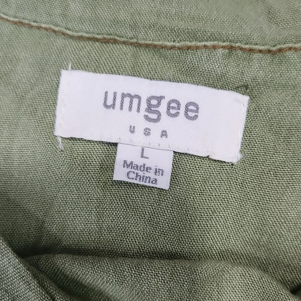 Green Sage Umgee Boho Frayed Blouse - Picture 4 of 8